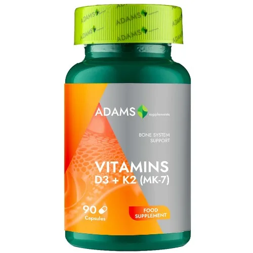Vitamina D3 + K2, 90cps, Adams Supplements — preț și oferte