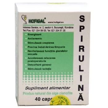 Spirulina 500mg, 40cps, Hofigal — preț și oferte