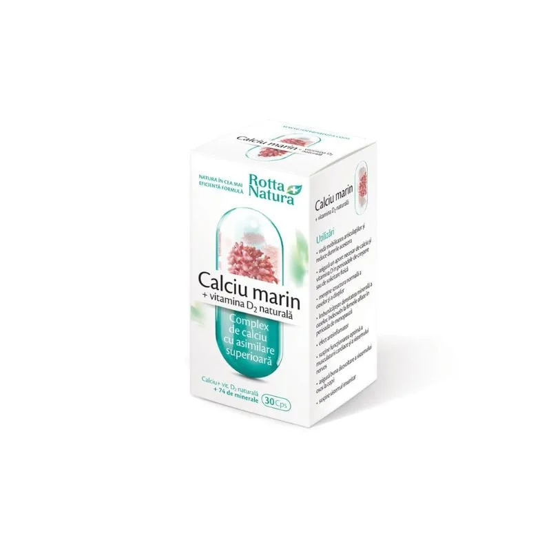 Rotta Natura Calciu Marin+Vitamina D2 Naturala, 30 capsule — preț și oferte