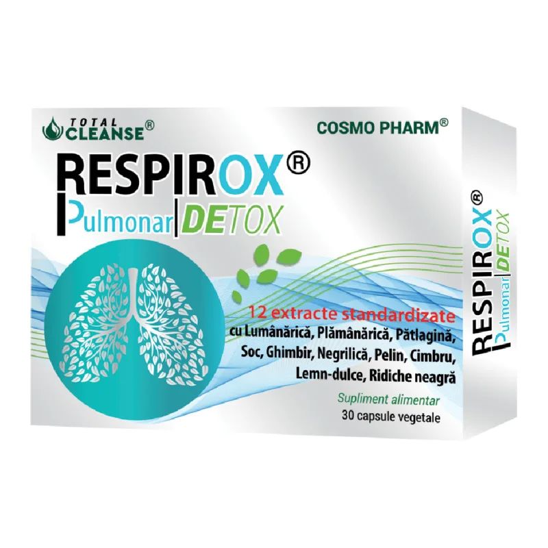 Respirox Pulmonar Detox Total Cleanse, 30 capsule, Cosmopharm — preț și oferte