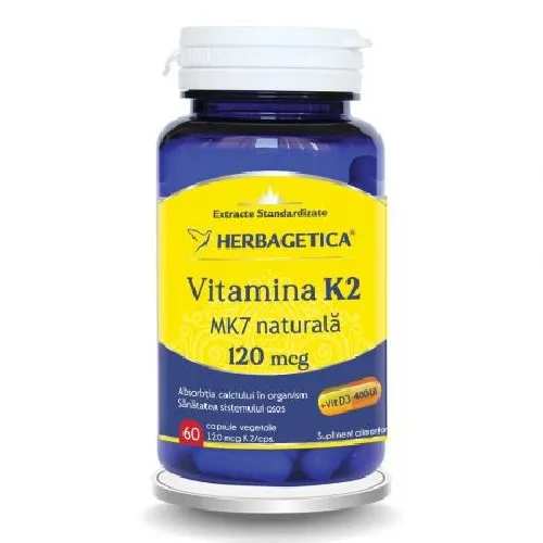 Vitamina K2 mk7 Naturala 120 Mcg 30cps Herbagetica — preț și oferte