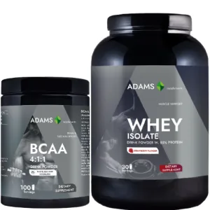 Pachet Izolat proteic din zer (căpșuni) & BCAA fara aroma