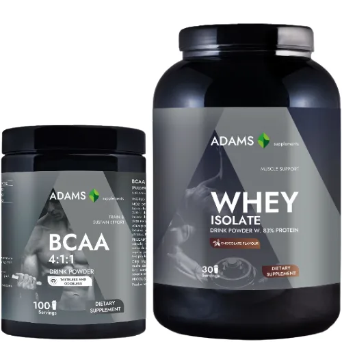 Pachet Izolat proteic din zer (ciocolata), 908g & BCAA 4:1:1 (fara aroma), 400g — preț și oferte