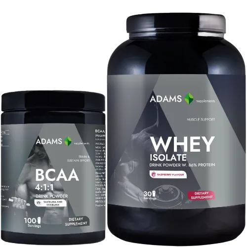 Pachet Whey Isolate Protein (zmeura) 908gr & BCAA 4:1:1 (fara aroma), 400g, — preț și oferte