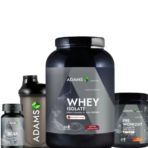 Pachet Izolat capsuni + BCAA + PreWorkout + Shaker — preț și oferte
