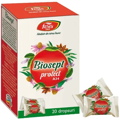Biosept Protect, A34, 20 dropsuri, Fares — preț și oferte