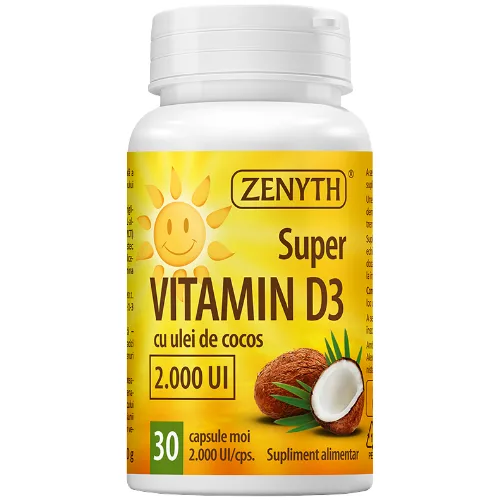Super Vitamina D3 cu Ulei de Cocos 30cps Zenyth — preț și oferte