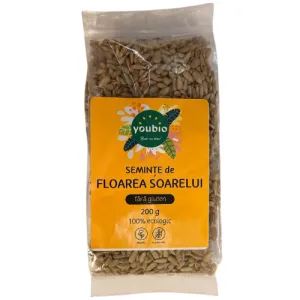 Seminte de floarea soarelui, fara gluten, organic, 200gr, youbio