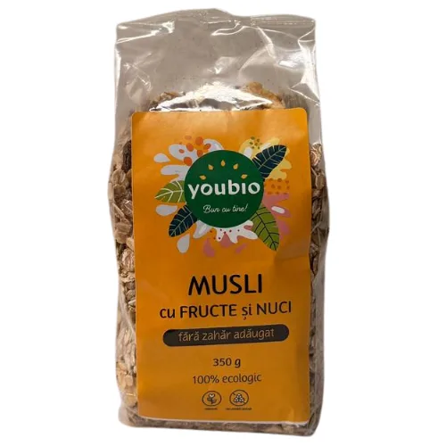 Muesli cu fructe si nuci, organic, 350gr, youbio — preț și oferte