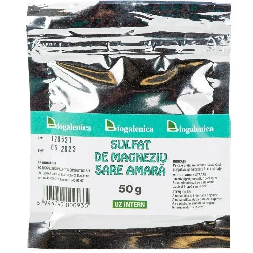 Sulfat de Magneziu, Sare Amara, Uz intern, 50g, Biogalenica — preț și oferte
