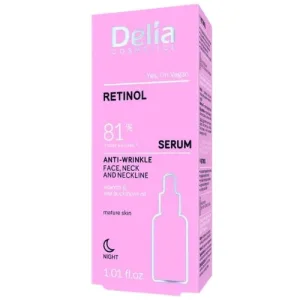 Ser retinol antirid, noapte, pentru fata si decolteu, 30ml, Delia Cosmetics