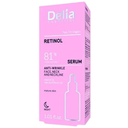 Ser retinol antirid, noapte, pentru fata si decolteu, 30ml, Delia Cosmetics — preț și oferte