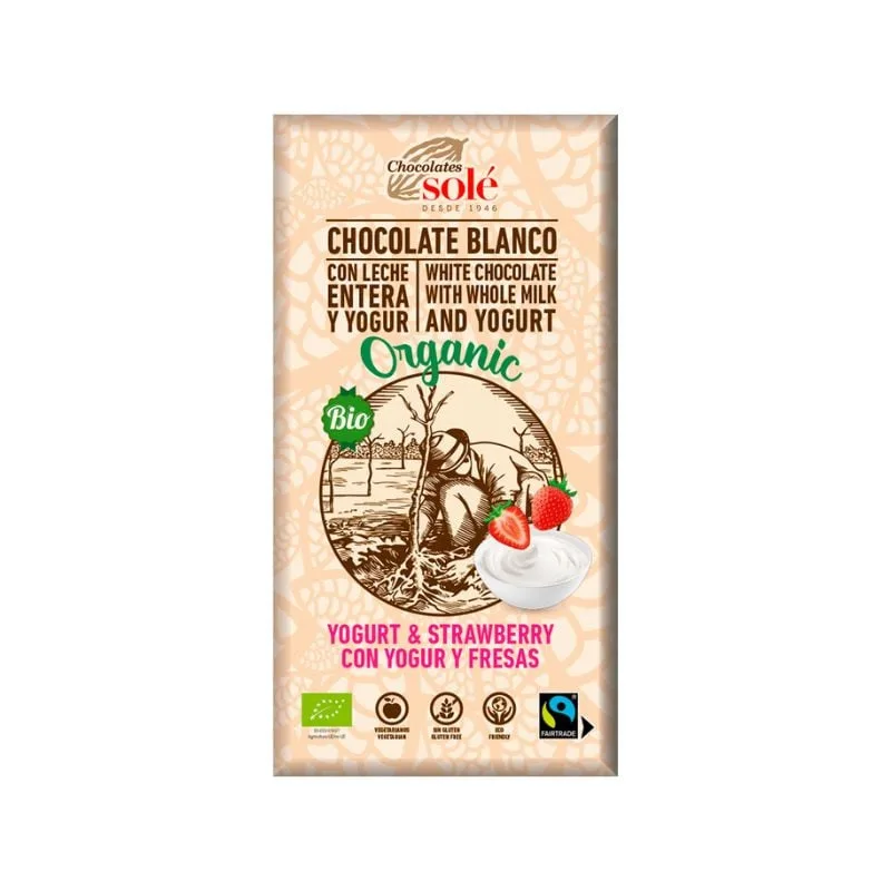 Ciocolata bio cu iaurt si capsuni, 100g, Chocolates Sole — preț și oferte