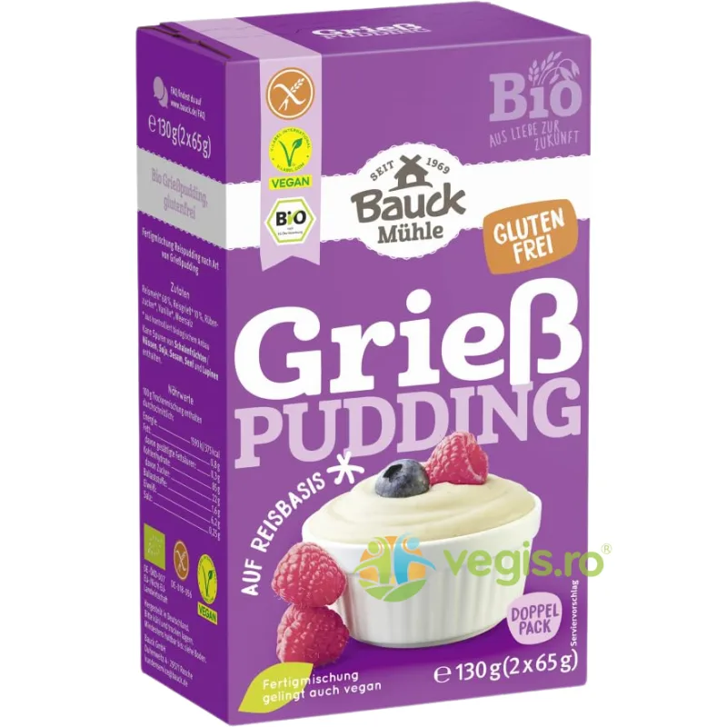 Budinca de Gris Fara Gluten Ecologica/Bio 130g (2 x 65g) BAUCKHOF — preț și oferte