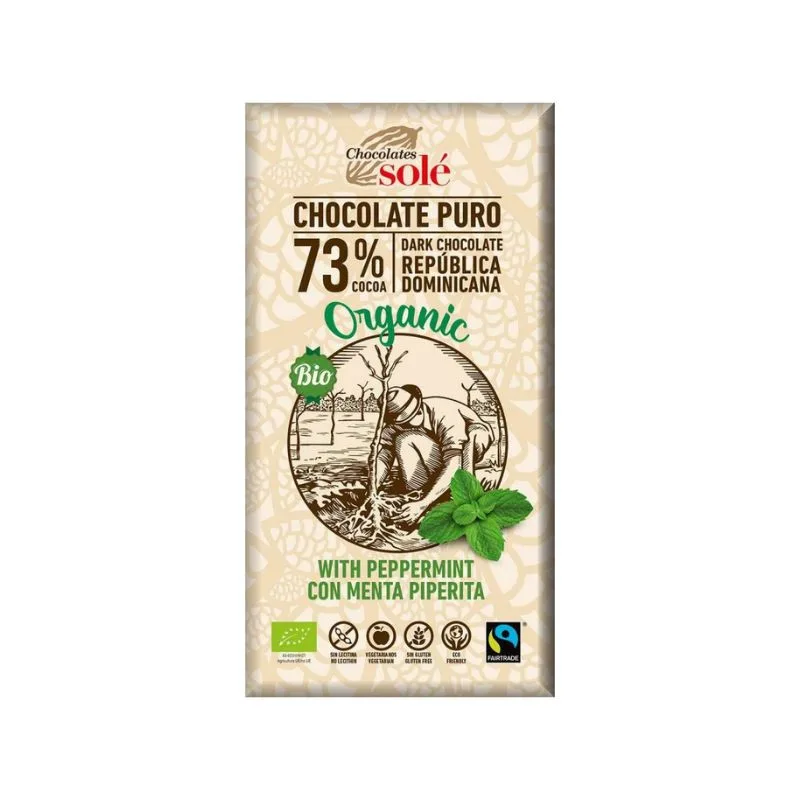 Ciocolata bio cu 73% cacao si menta, 100g, Chocolates Sole — preț și oferte
