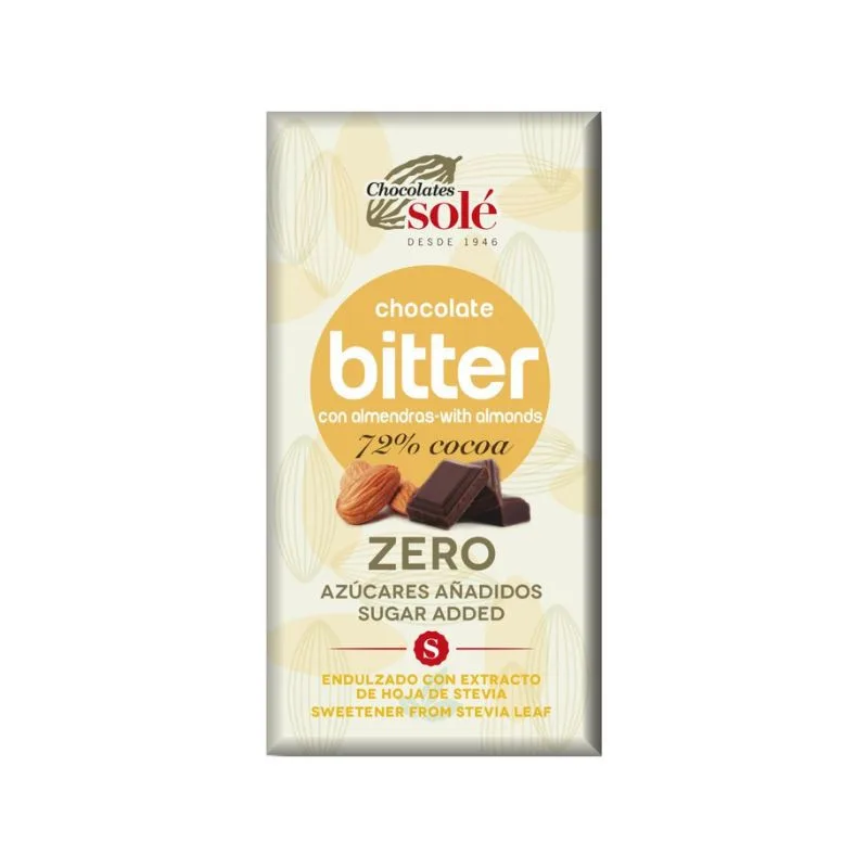 Ciocolata 72% cacao si migdale fara zahar, 100g, Chocolates Sole — preț și oferte