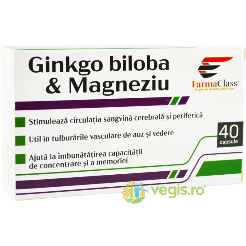 Ginkgo Biloba si Magneziu 40cps Farmaclass — preț și oferte
