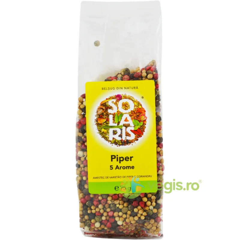Condiment Varietati Piper Boabe (5 Arome) 75g SOLARIS — preț și oferte