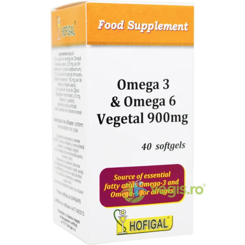 Omega 3 si Omega 6 Vegetal 900mg 40cps HOFIGAL — preț și oferte