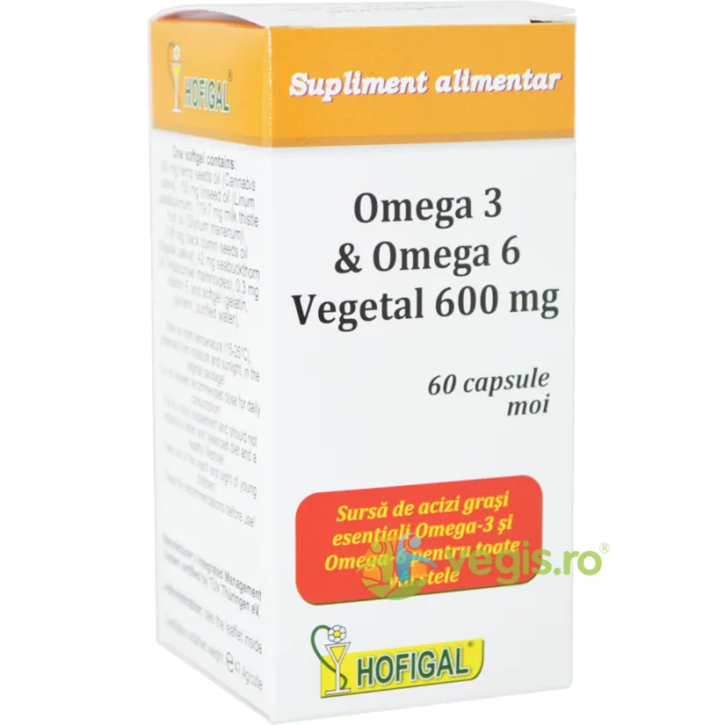 Omega 3 si Omega 6 Vegetal 600mg 60cps moi HOFIGAL — preț și oferte