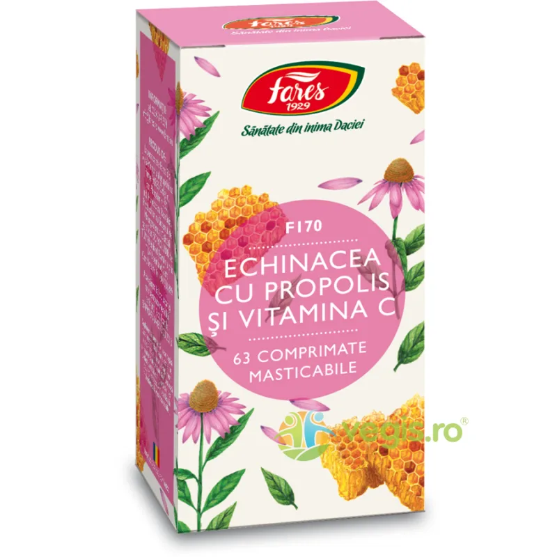 Echinacea, Propolis + Vitamina C (F170) 63cpr masticabile FARES — preț și oferte