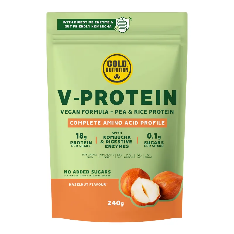 Gold Nutrition Pudra Proteica Vegetala V-protein Alune de padure, 240g GOLD NUTRITION EEC SRL — preț și oferte