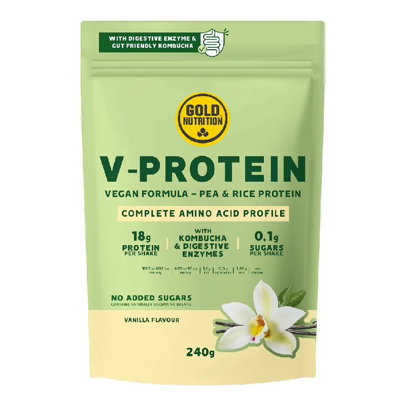 Gold Nutrition Pudra Proteica Vegetala V-protein Vanilie, 240g GOLD NUTRITION EEC SRL — preț și oferte