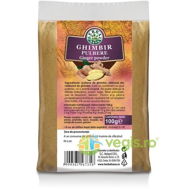 Ghimbir Pulbere 100gr Herbavit — preț și oferte