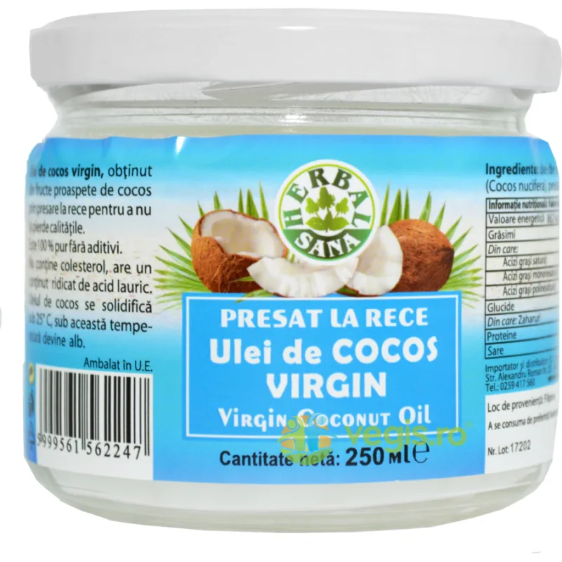 Ulei Cocos Virgin 250ml Herbavit — preț și oferte