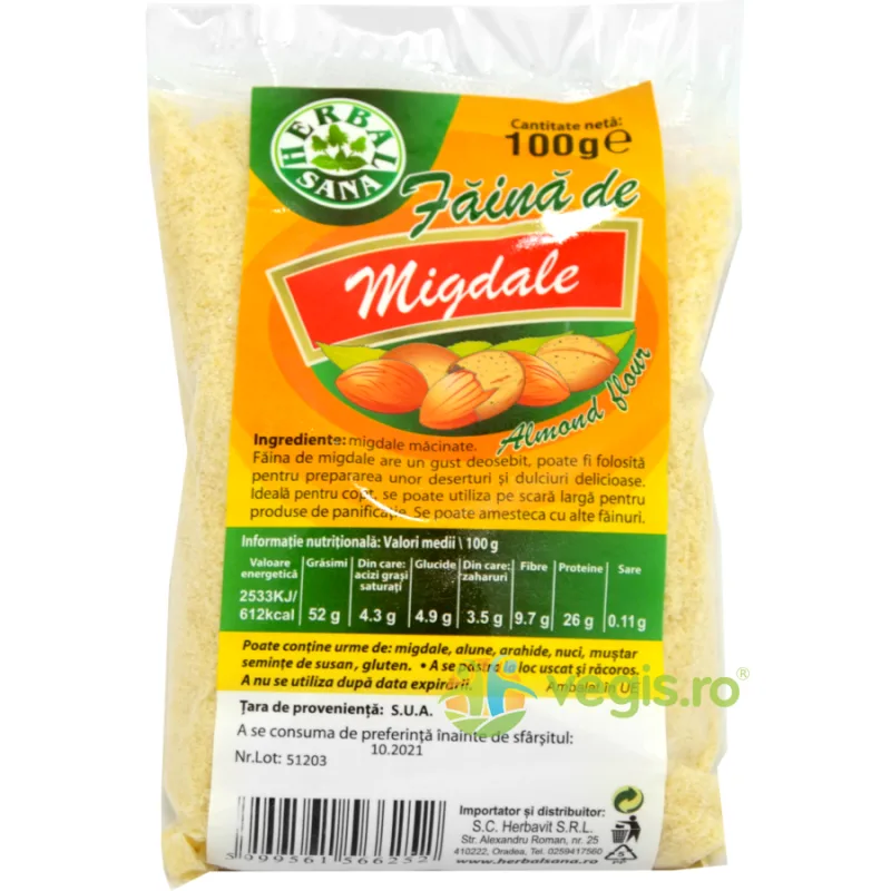 Faina De Migdale 100gr Herbavit — preț și oferte