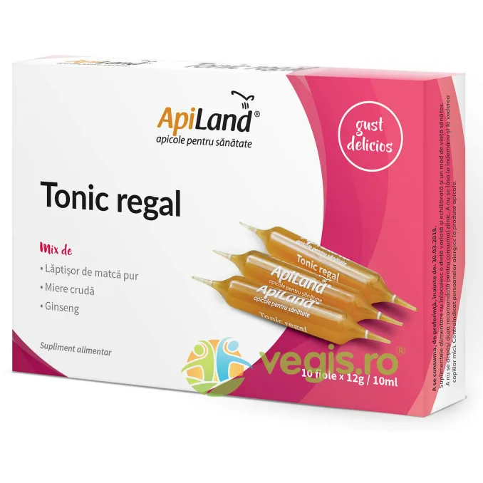 Tonic Regal - Laptisor Pur, Miere si Ginseng 10 fiole APILAND — preț și oferte