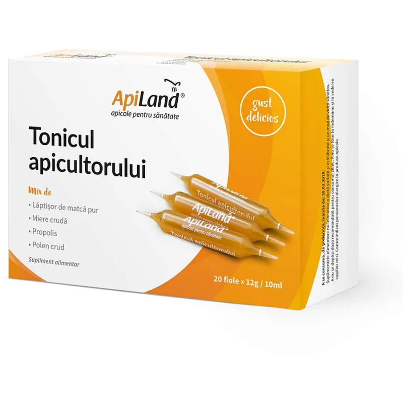 Tonicul Apicultorului - Laptisor de Matca Pur, Miere, Propolis si Polen 20 fiole x 10ml APILAND — preț și oferte