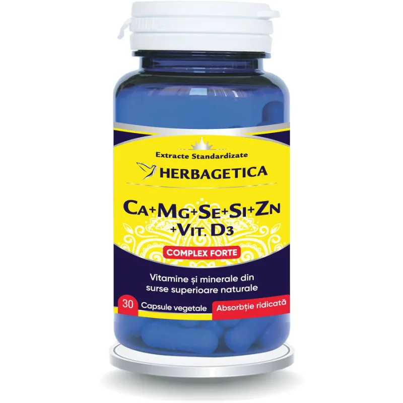 Complex Forte (Ca+Mg+Se+Si+Zn) Cu Vitamina D3 30cps HERBAGETICA — preț și oferte