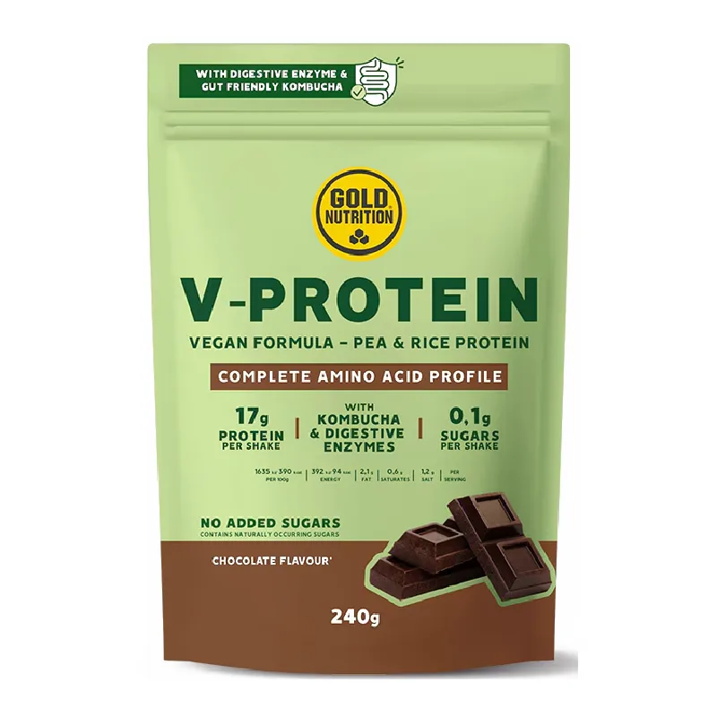 Gold Nutrition Pudra Proteica Vegetala V-protein Ciocolata, 240 g GOLD NUTRITION EEC SRL — preț și oferte