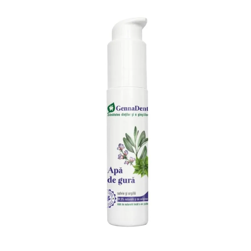 Apa de gura cu salvie si argila GennaDent, 45 ml, VivaNatura — preț și oferte
