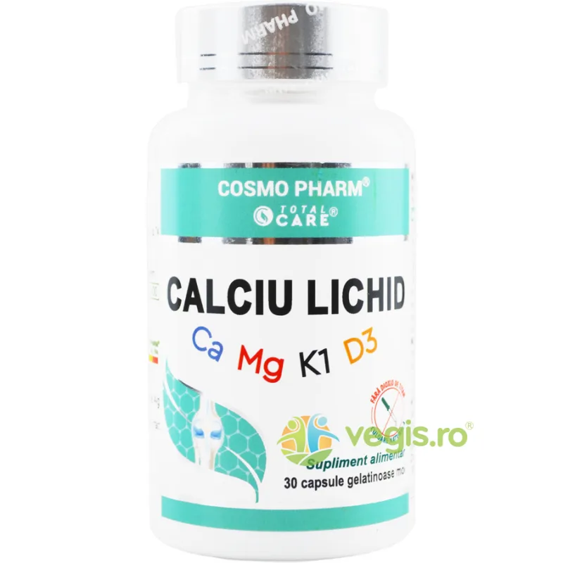Calciu Lichid cu Magneziu, Vitamina K1 si Vitamina D3 30cps COSMO PHARM — preț și oferte