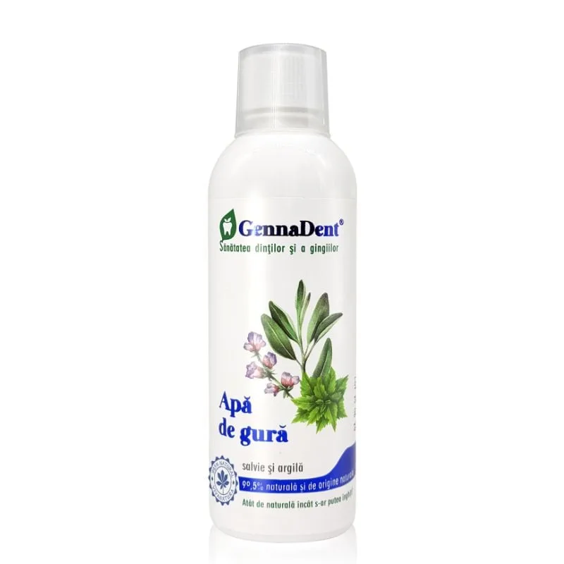Apa de gura cu salvie si argila GennaDent, 500 ml, VivaNatura — preț și oferte