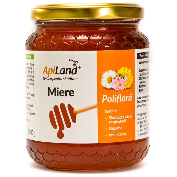 Miere Poliflora Cruda 500gr APILAND — preț și oferte