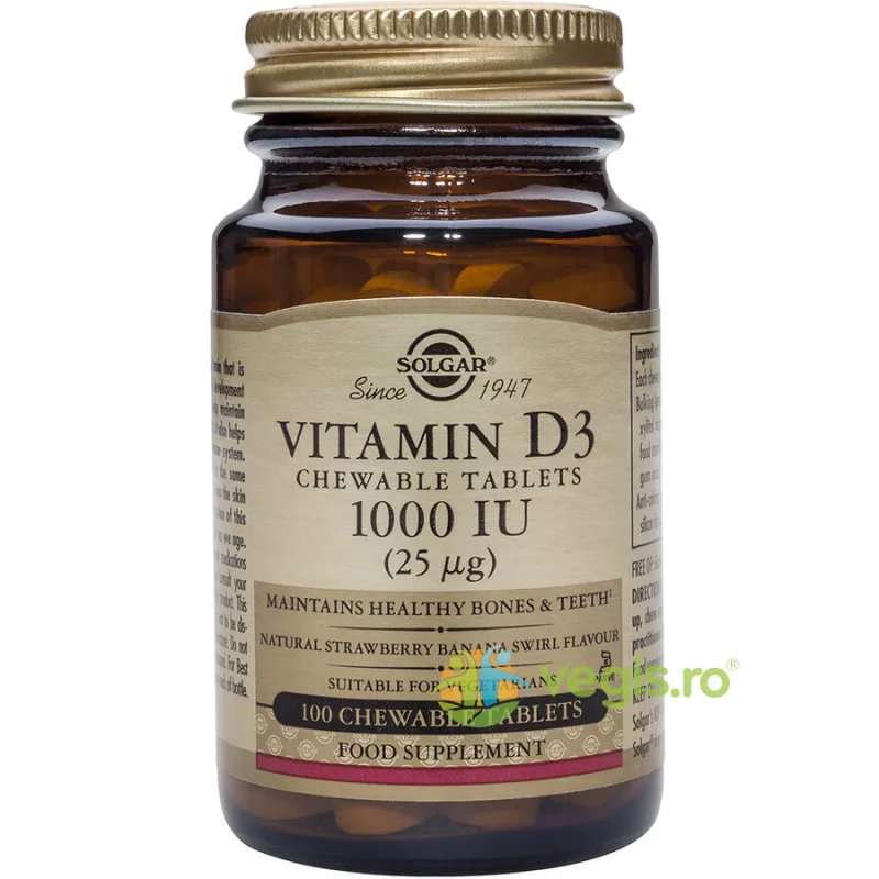Vitamina D3 1000iu 100tb Masticabile SOLGAR — preț și oferte