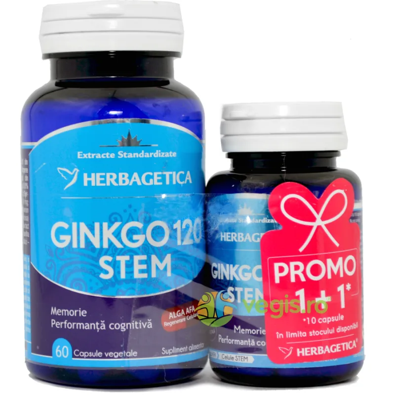 Pachet Ginkgo 120 Stem 60cps+10cps HERBAGETICA — preț și oferte