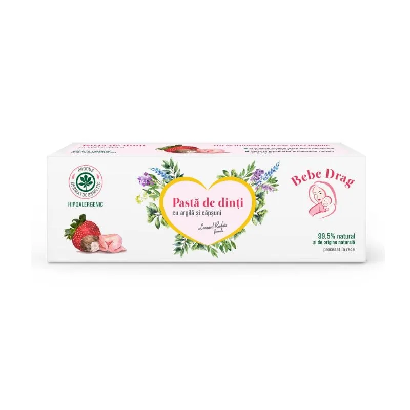 Pasta de dinti cu argila si capsuni Bebe Drag, 50 ml, VivaNatura — preț și oferte