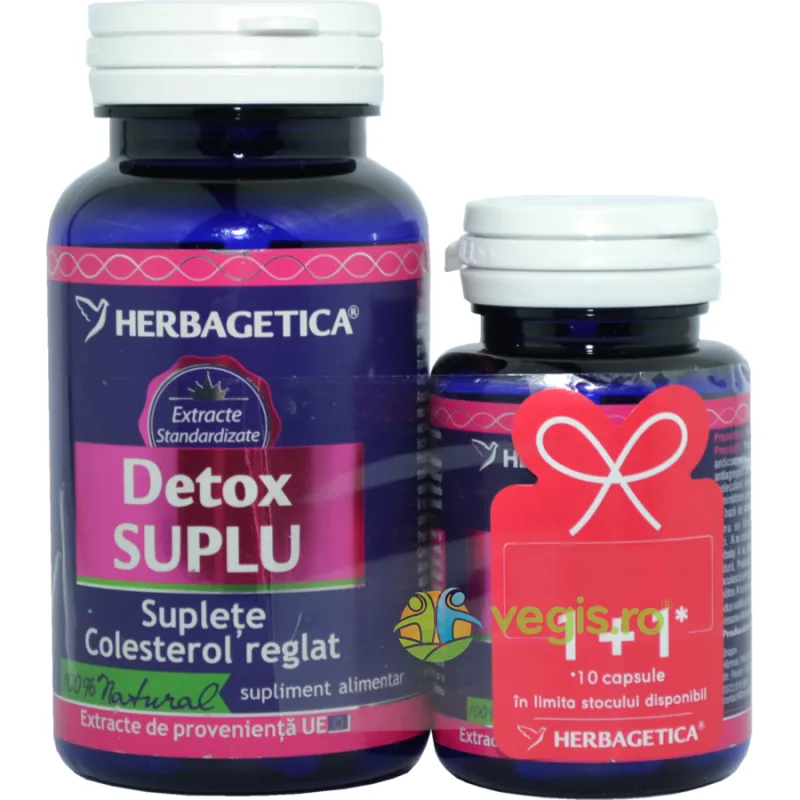 Pachet Detox Suplu 60cps+10cps HERBAGETICA — preț și oferte