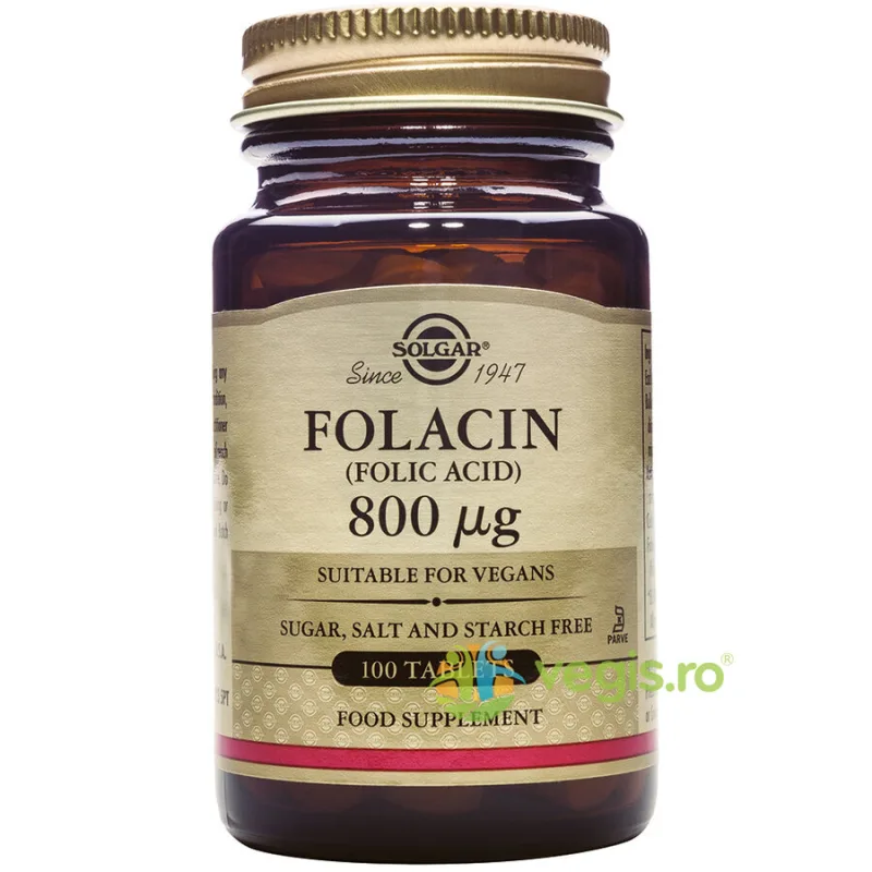 Folacin (Acid Folic) 800ug 100cps vegetale SOLGAR — preț și oferte