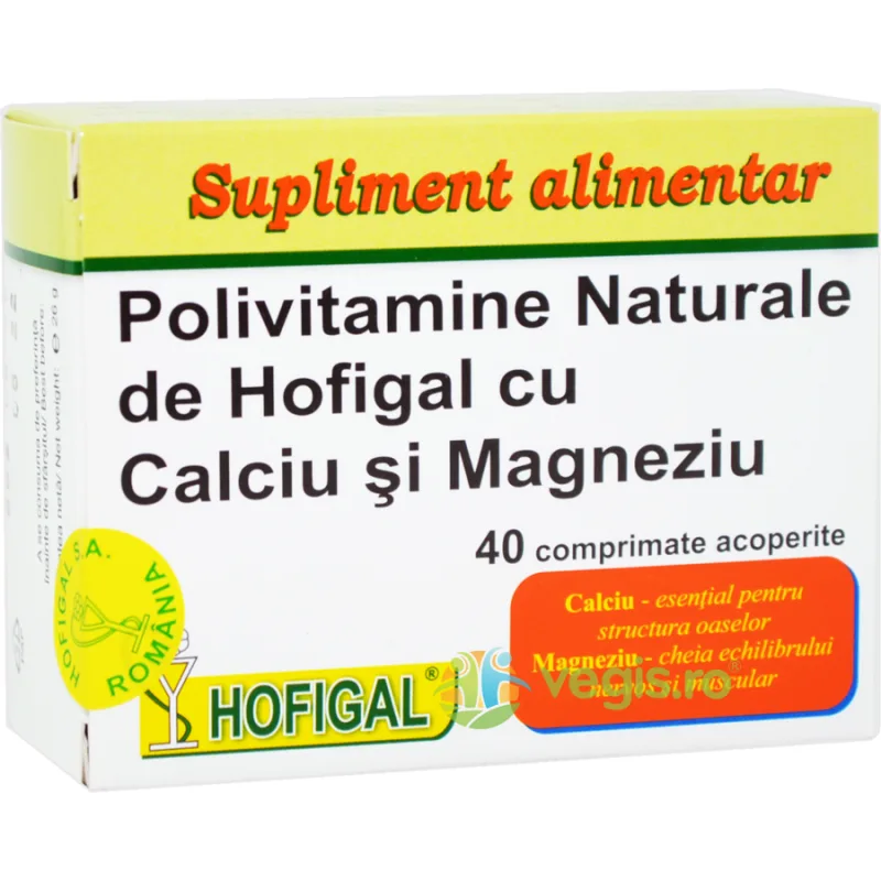 Polivitamine Naturale cu Calciu si Magneziu 40cpr HOFIGAL — preț și oferte