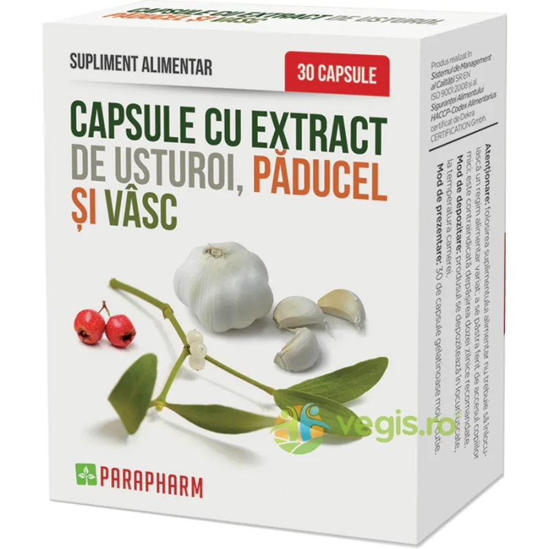 Capsule cu Extract de Usturoi, Paducel, Vasc 30cps Quantum Parapharm — preț și oferte