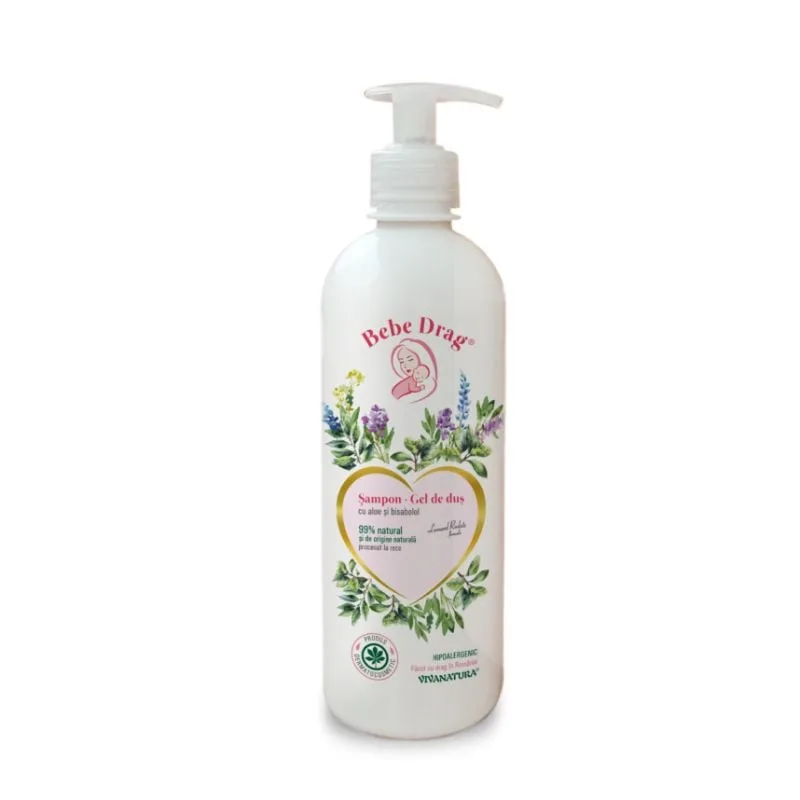 Sampon – Gel de dus cu Aloe si Bisabolol Bebe Drag, 500 ml, VivaNatura — preț și oferte
