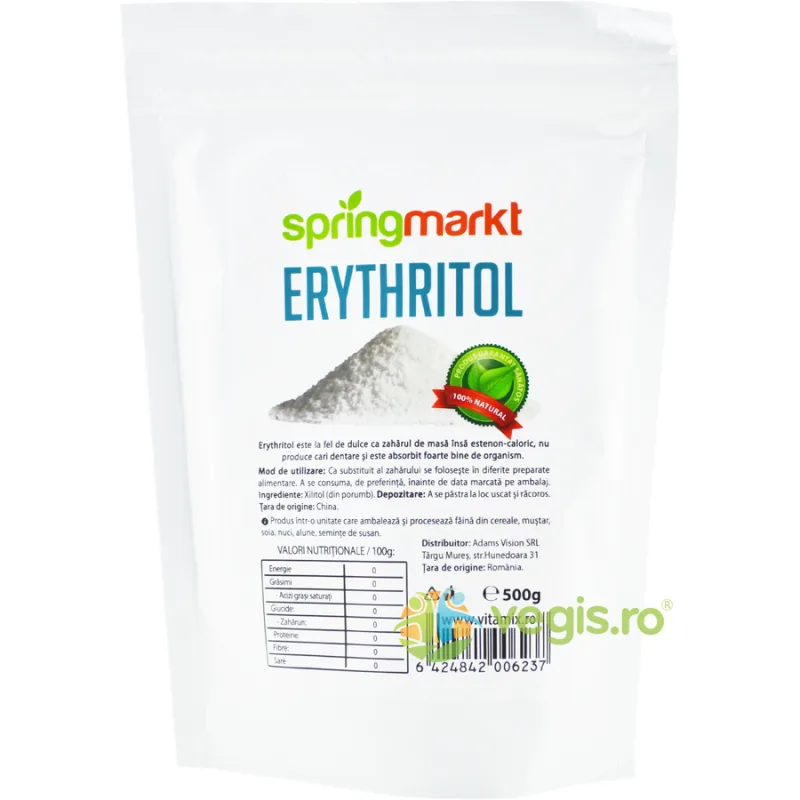 Erythritol (Eritritol/ Eritriol) 500g springmarkt — preț și oferte