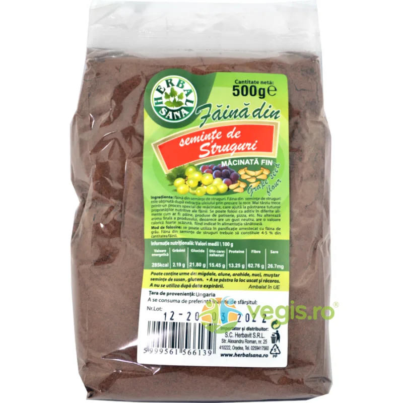 Faina din Seminte de Struguri 500g Herbavit — preț și oferte