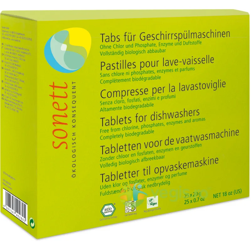 Tablete pentru Masina de Spalat Vase Bio 500g (25x20g) SONETT — preț și oferte