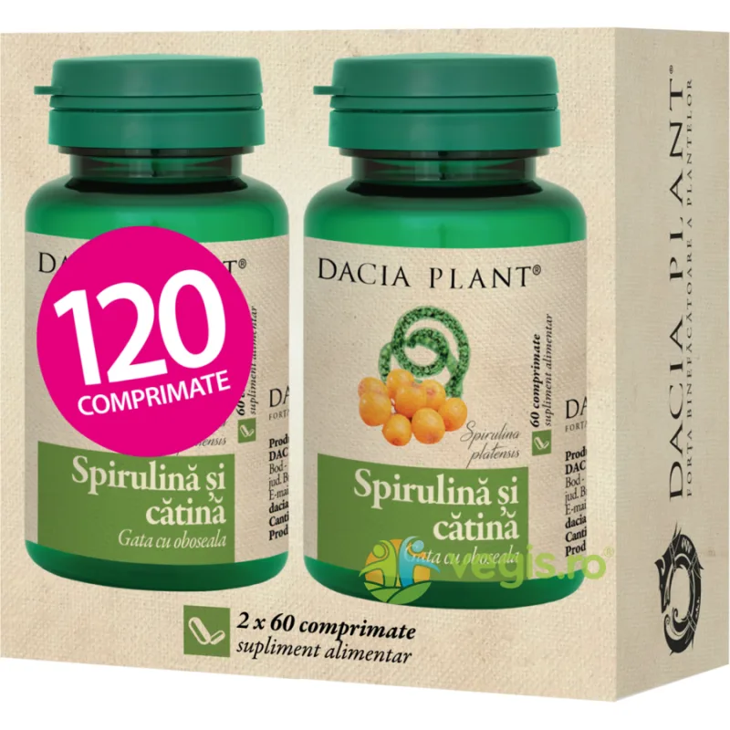Spirulina si Catina 120cpr DACIA PLANT — preț și oferte